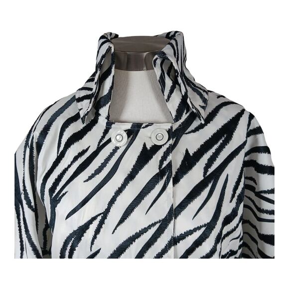 Samuel Dong Zebra Print Trench Coat Dolman Sleeves Dramatic All Season Size S - Picture 10 of 13